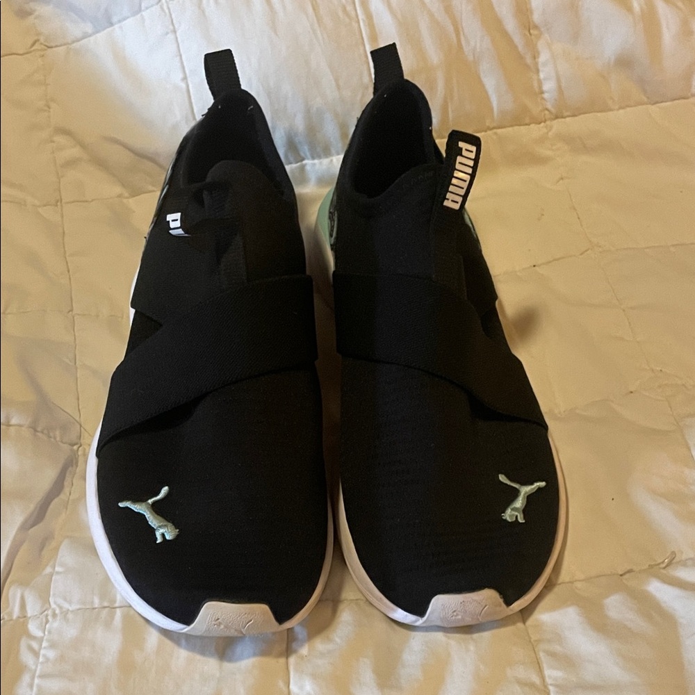 Puma Black and White Athletic Slip-Ons